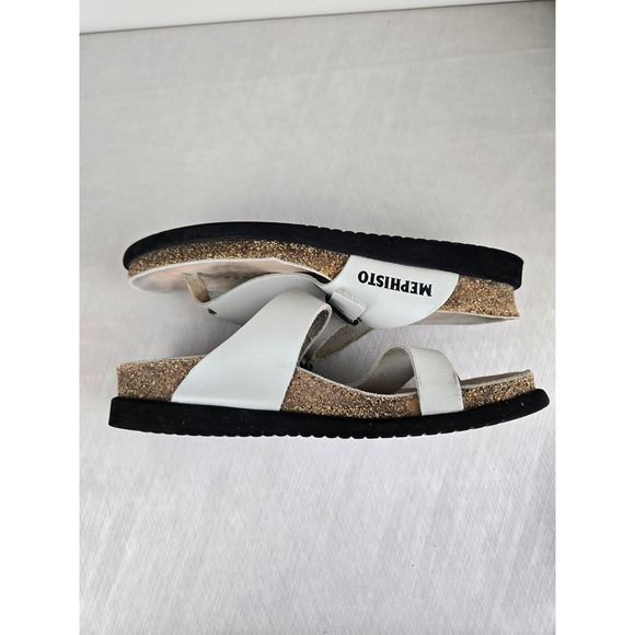 Mephisto Air-Relax White Leather Cork Footbed Slide Sandals Womens 39 France - Picture 7 of 11
